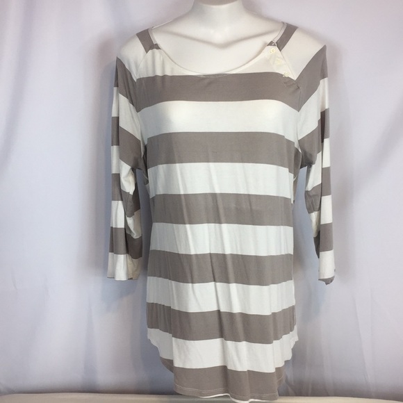 Banana Republic Tops - Banana republic taupe and cream striped top XL